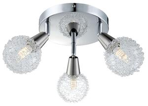 Lampada da soffitto a LED, cromata, con diffusore trasparente, struttura a rete sferica in alluminio, altezza 20 cm