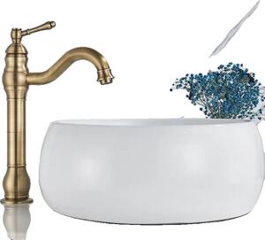 Rubinetto per lavabo, comando monocomando, rotazione di 360 gradi, ottone antico alto