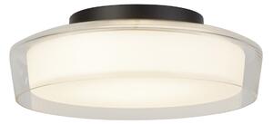 Plafoniera Contemporanea Disco Acciaio Nero Vetro Trasparente Led 14W 3000K