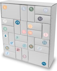 Itenga SET Calendario dell'Avvento da riempire, set di cubi (bianco) + adesivi Z53