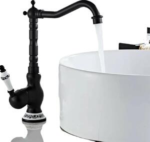 Miscelatore per lavello, da montare a soffitto, compatibile con acqua calda e fredda, in ottone, colore nero