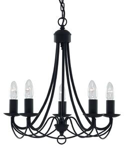 Lampadario Industrial-Nordico Maypole Acciaio Nero 5 Luci E14