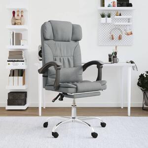 The Living Store Sedia da ufficio con funzione massaggio Tessuto grigio chiaro