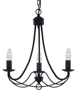 Lampadario Industrial-Nordico Maypole Acciaio Nero 3 Luci E14