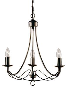 Lampadario Industrial-Nordico Maypole Acciaio Ottone 3 Luci E14