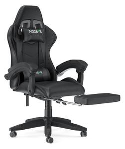 Sedia da gioco con poggiapiedi - sedia da gioco ergonomica - con cuscino lombare + poggiatesta - sedia da gioco - regolabile in altezza - Nero