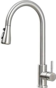 Rubinetto da cucina, doccetta estraibile, design monocomando, nichel spazzolato