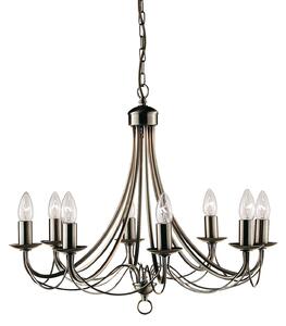 Lampadario Industrial-Nordico Maypole Acciaio Ottone 8 Luci E14