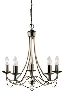 Lampadario Industrial-Nordico Maypole Acciaio Ottone 5 Luci E14