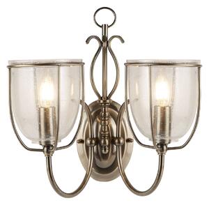 Applique Contemporanea Silhouette Acciaio Ottone Vetro 2 Luci E14