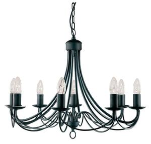 Lampadario Industrial-Nordico Maypole Acciaio Nero 8 Luci E14