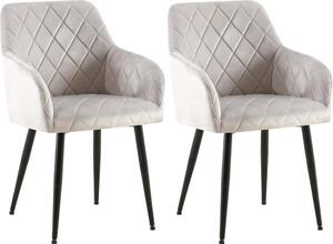 Set di 2 sedie da pranzo - sedute in velluto - posizione di seduta confortevole, fino a 150 kg | Colore: grigio | Materiale del telaio: metallo nero opaco