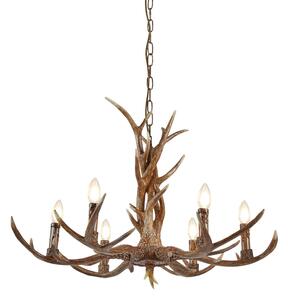 Lampadario Industrial-Nordico Stag Policarbonato Marrone 6 Luci E14