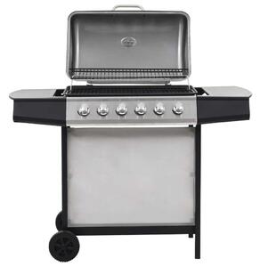 Barbecue a gas con 6 bruciatori in acciaio inox argento