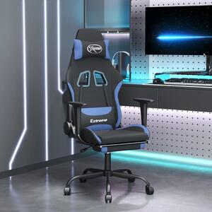 Sedia da gaming vidaXL con funzione massaggio e poggiapiedi, tessuto nero e blu