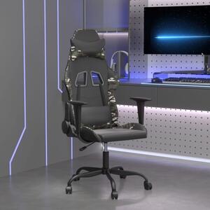 VidaXL Sedia da gioco con funzione massaggio in ecopelle nera mimetica
