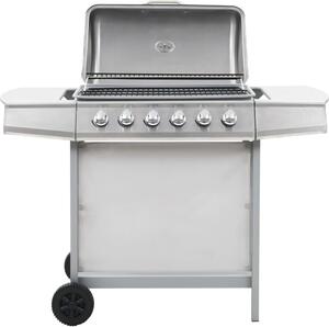 VidaXL Barbecue a gas a 6 fiamme in acciaio inox argento