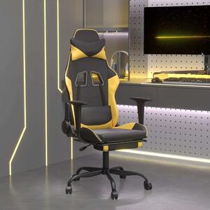 Sedia da gaming vidaXL con funzione massaggio e poggiapiedi, in Pelle finta nera e dorata