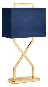 Lampada da tavolo con paralume Cross blu scuro e oro, 1xE27x60W, tessuto, dimensioni: 67,8x35x17 cm, IP20, Elstead