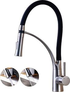 Miscelatore da cucina, a soffitto, monocomando, spazzolato No LED