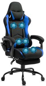 Delman sedia da gioco sedia da corsa sedia da ufficio sedia da computer funzione massaggio con 6 punti di vibrazione sedia executive tessuto traspirante poggiapiedi ergonomico 0036 blu