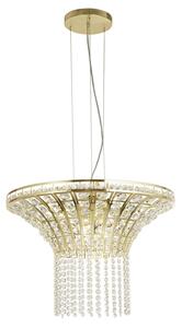 Lampadario Classico Gemma Acciaio Ottone Cristallo 8 Luci G9