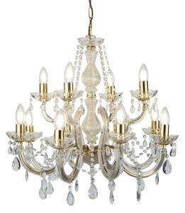 Lampadario Classico Marie Therese Acciaio Oro Vetro Trasparente 12 Luci E14