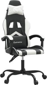 Sedia da Gaming Girevole Nero e Bianco in Pelle finta