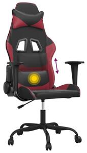 VidaXL Sedia da gioco con funzione massaggio in ecopelle nera e rosso vino
