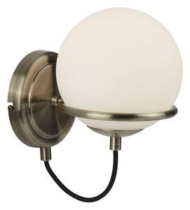 Applique Contemporanea Sfera Acciaio Ottone Vetro Bianco 1 Luce E14