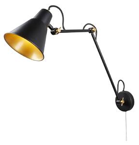 Applique Snodabile Moderna Swinf Arm Acciaio Nero Oro 1 Luce E27