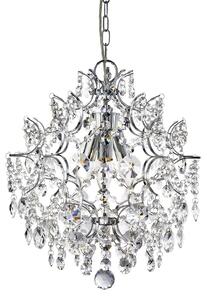 Lampadario Classico Harrietta Acciaio Cromo Vetro 3 Luci E14