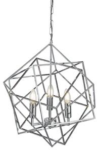 Lampadario Contemporaneo Cubo Acciaio Cromo 3 Luci E14