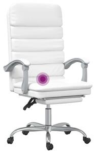 VidaXL Sedia da ufficio con funzione massaggio in Pelle finta bianca