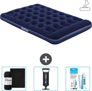 Materasso gonfiabile Bestway - Letto alla francese - 137 x 191 x 28 cm - Blu - Accessori inclusi