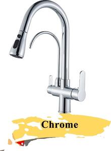 Rubinetto da cucina, design a doppia maniglia, funzione spray estraibile, cromo