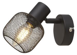 Applique Industrial-Nordico Meshy Acciaio Nero 1 Luce E14