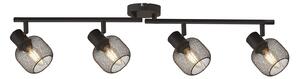 Plafoniera Industrial-Nordico Meshy Acciaio Nero 4 Luci E14