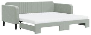 VidaXL Divano letto estraibile con materasso Grigio chiaro 100x200 cm Velluto