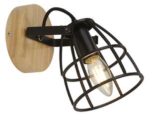 Applique Industrial-Nordico Visione Acciaio Nero Marrone 1 Luce E14