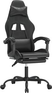 Sedia da Gaming con Poggiapiedi Nero in Pelle finta