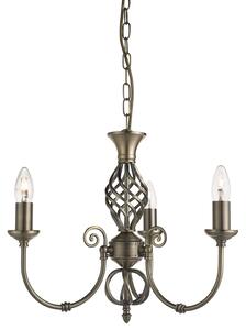 Lampadario Industrial-Nordico Zanzibar Acciaio Ottone 3 Luci E14