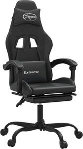 Sedia da Gaming con Poggiapiedi Nero in Pelle finta