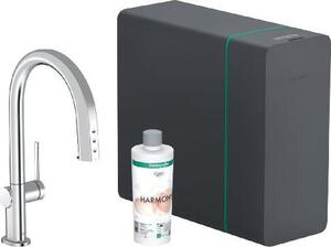 Hansgrohe Aqittura M91 - Miscelatore per lavello con bocca estraibile, SodaSystem, sBox, cromo 76836000
