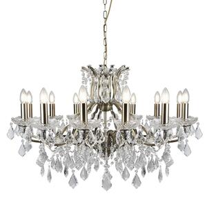 Lampadario Classico Parigi Acciaio Ottone Vetro Trasparente 12 Luci E14