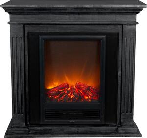 Caminetto elettrico Xaralyn - Cadiz EEL-SBU - pietra naturale nera - 1300 Watt di riscaldamento - con telecomando - caminetto da incasso incluso - caminetto decorativo