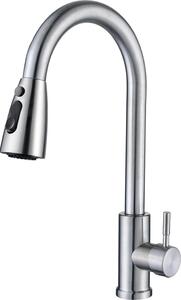 Rubinetto da cucina estraibile Miscelatore ad alta pressione Getto orientabile a 360° 3 modalità acciaio inox
