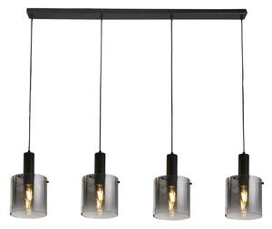 Lampadario Contemporaneo Svezia Acciaio Nero Vetro 4 Luci E27