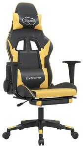 VidaXL Sedia da gioco con poggiapiedi in ecopelle nera e dorata