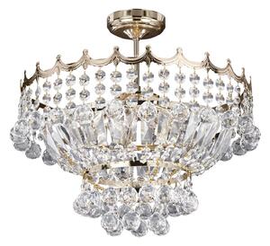 Lampadario Classico Versailles Acciaio Oro Vetro 5 Luci E14